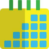 Yellow and blue calendar in flat style. vector