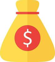 Money Bag icon in yellow and red color. vector