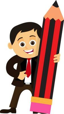 Character of a Businessman with big pencil.