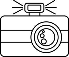 Stylish camera icon. Black line art illustration. vector