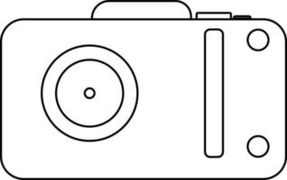 Flat style camera in black line art illustration. vector