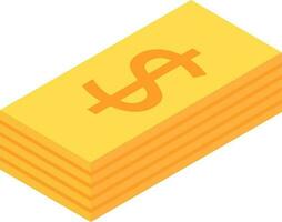 Stack of Cash money Dollar Banknote icon in orange color. vector