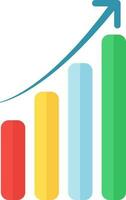 Colorful Bar Graph with Growth Arrow icon in flat style. vector