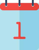 First Date of Number on Calendar icon in red and blue color. vector