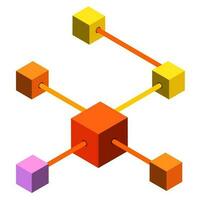 Colorful networking element in 3d style. vector