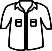 Short sleeve shirt or t-shirt icon in black line art. vector