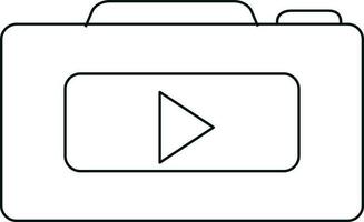 Black line art camera with play button. vector