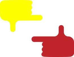 Capturing hands by camera in yellow and red color. vector