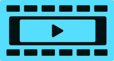 Black and blue film strip with play button. vector