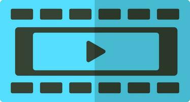 Black and blue film strip with play button. vector