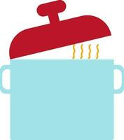 Open casserole in blue and red. vector