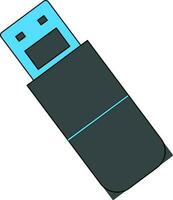 Isolated blue and black flash drive. vector