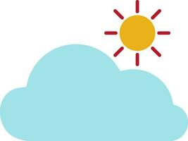 Cloud with sun in flat style. vector