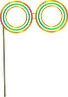 Fake glasses on stick in color for carnival in isolated. vector