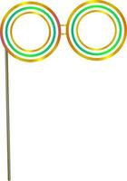 Fake glasses on stick in color for carnival in isolated. vector