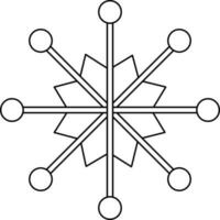 Black line art snowflake on white background. vector