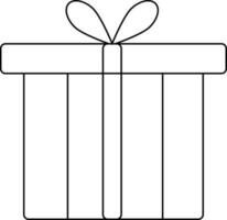 Line art decorated gift box on background. vector