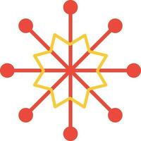 Red snowflake on white background. vector
