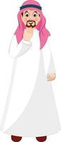 Character of muslim man in aadab pose. vector