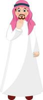 Character of muslim man in aadab pose. vector