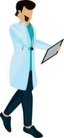 Isometric character of a doctor is walking pose. vector