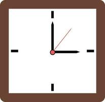 Brown color wall clock in square shape. vector