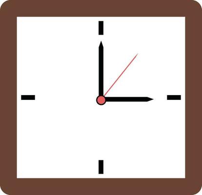 Brown color wall clock in square shape.