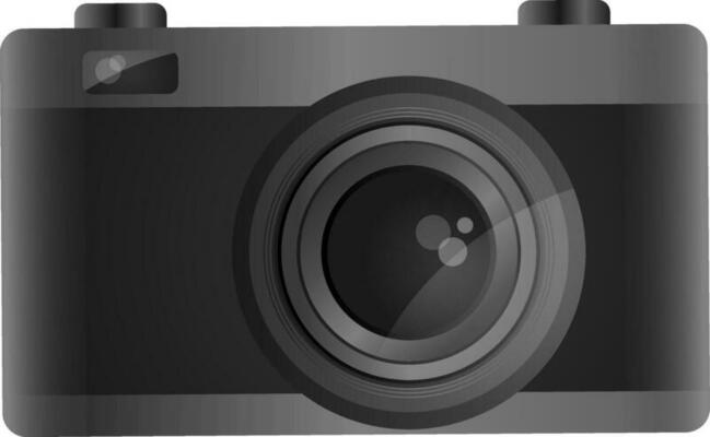 Realistic digital camera in black color.