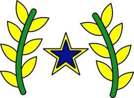 Star with leaves in flat style. vector