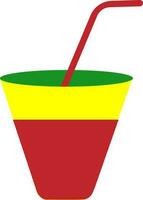 Flat style glass with straw. vector