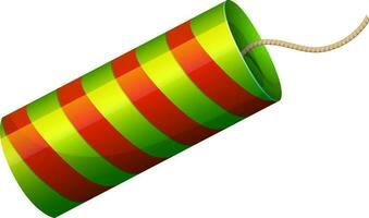 Green and red stripe design decorated firecracker bomb in 3d render. vector