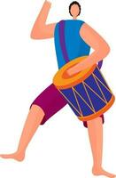 Character of faceless man beating drum. vector