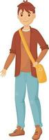 Young boy character with side bag. vector