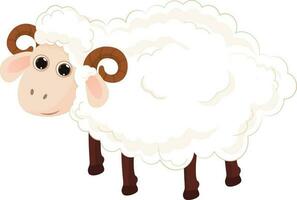 Cute cartoon of sheep on white background. vector