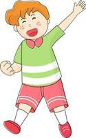 Cute little boy standing in fighting pose. vector