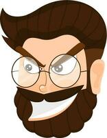 Cartoon character of angry man wearing eyeglasses. vector