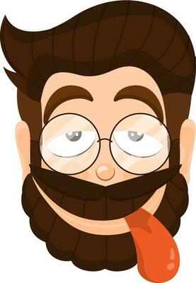 Cartoon character of man face teasing in smile expression.