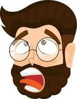 Cartoon man face in shout expression. vector