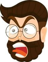 Cartoon man wearing eyeglasses in shout expression. vector