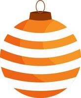 Glossy christmas ball in orange and white color. vector