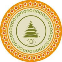 Isolated colorful christmas sticker in circular shape. vector