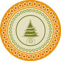 Isolated colorful christmas sticker in circular shape. vector