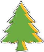 Christmas tree in green and yellow color. vector