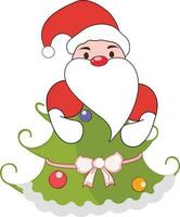 Cartoon Santa Claus with Christmas tree. vector