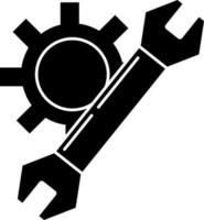 Cogwheel with wrench or support icon. vector