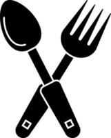 cuchara con tenedor icono en negro y blanco color. vector