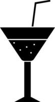 Cocktail glass with straw icon in Black and White color. vector