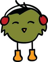 Cartoon bird listening music. vector