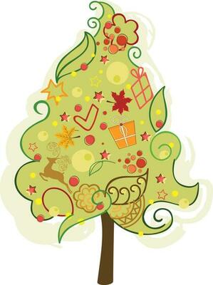 Beautiful creative Christmas tree icon.