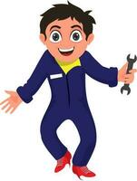 Cartoon character of a mechanic. vector